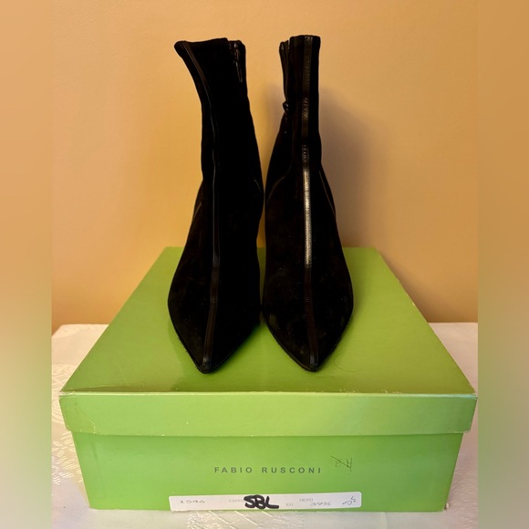 Made in Italy, Fabio Rusconi Black Suede Booties with Leather Stripe - Size 39.5 - Picture 5 of 11